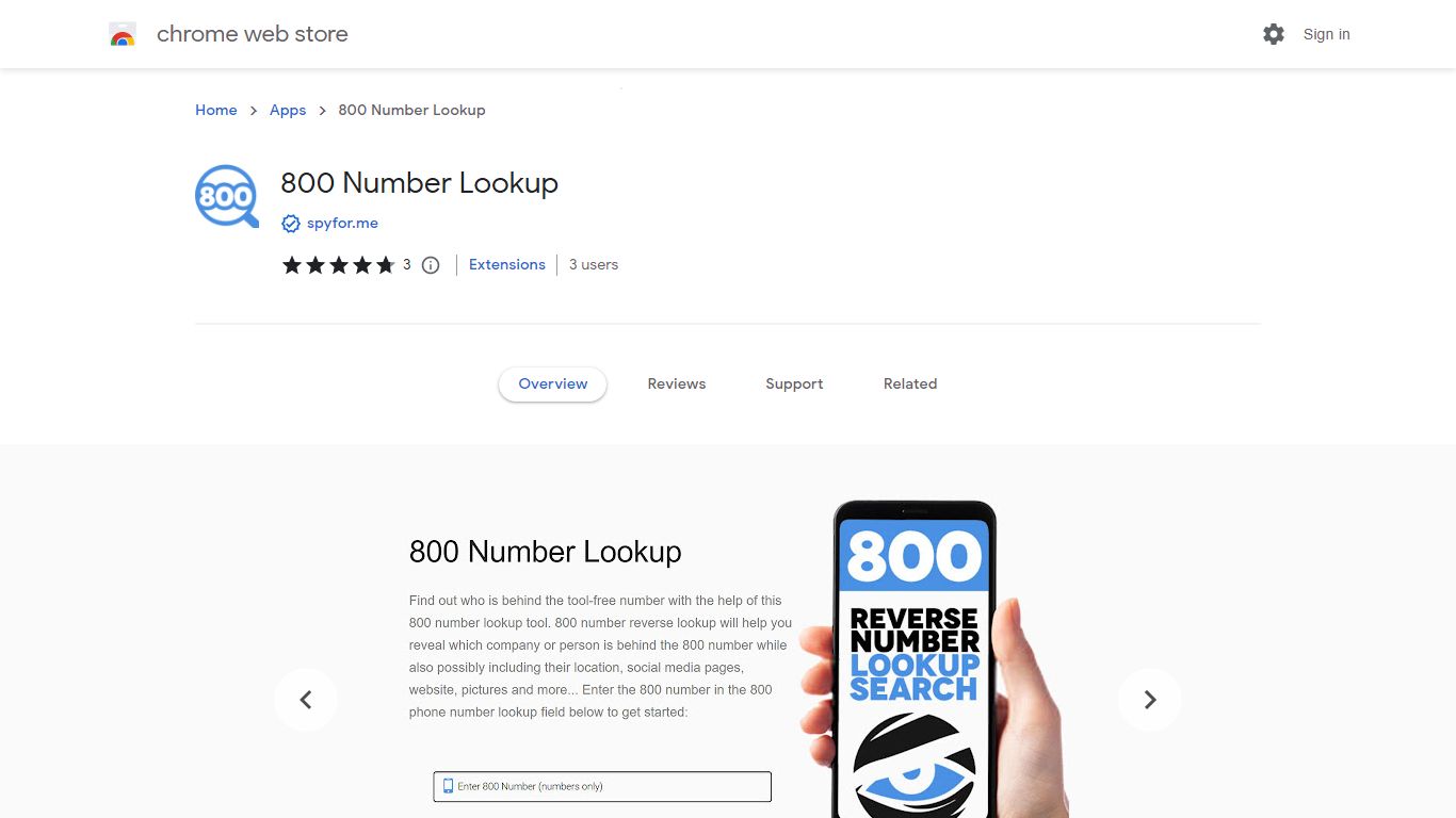 800 Number Lookup - Chrome Web Store - Google Chrome