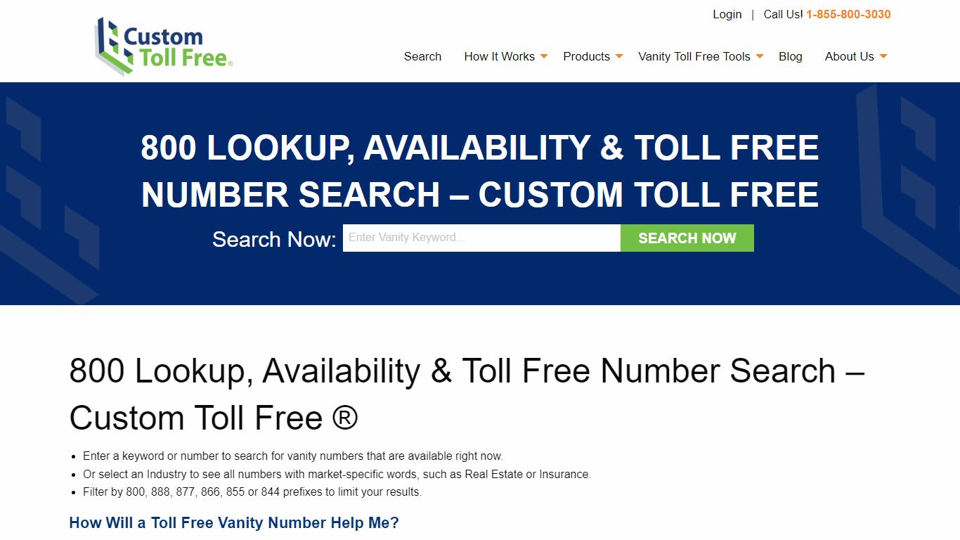 800 Lookup, Availability & Toll Free Number Search - Custom Toll Free